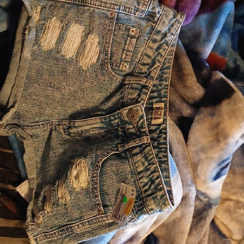 Mudd Distressed Denim Shorts - Blue